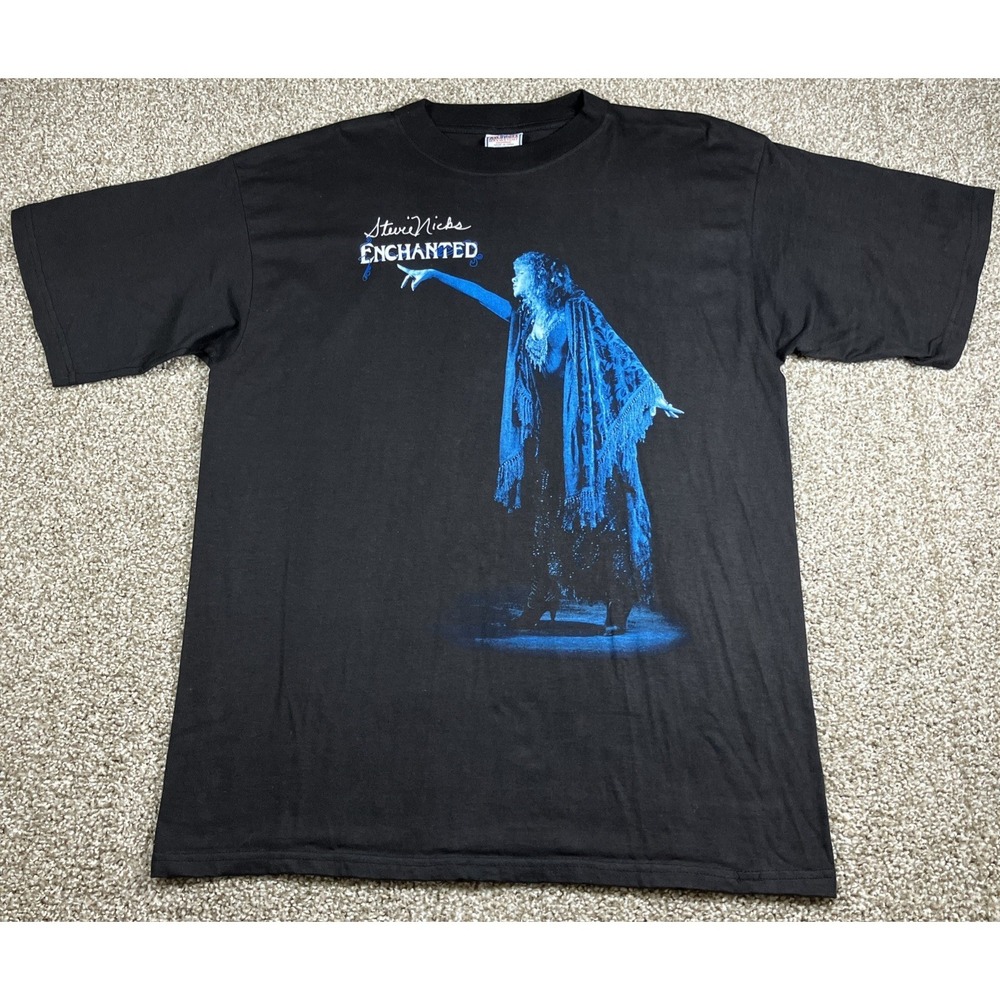 Stevie Nicks Enchanted Tour Shirt Black Short Sleeve Size Large All Sport 1998